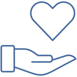 icono de mano y corazón